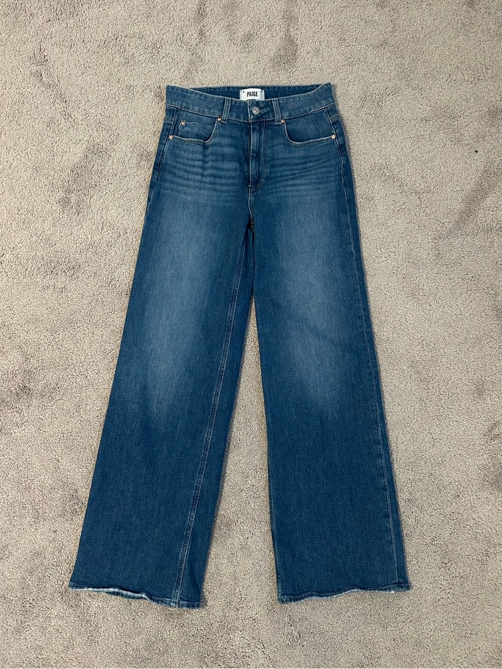 PAIGE Dark Blue Wide Leg Denim Jeans